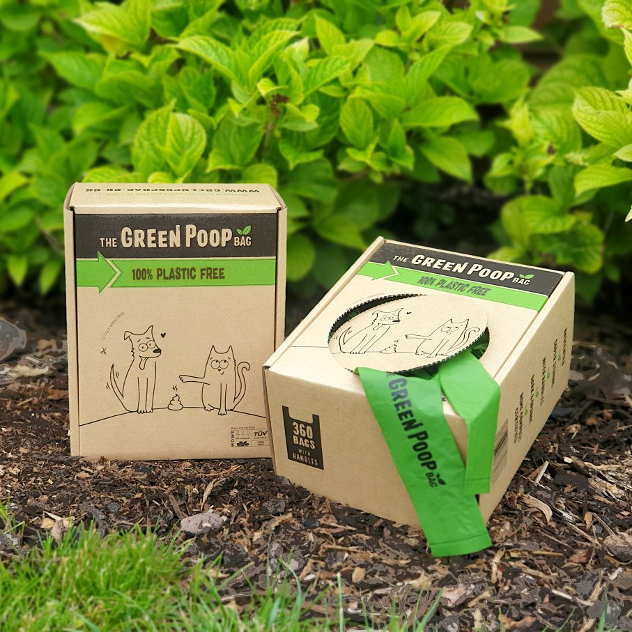 Poo Wrapped PLASTIC-FREE XL-SINGLES poo bags with HANDLES – The GREEN POOP BAG